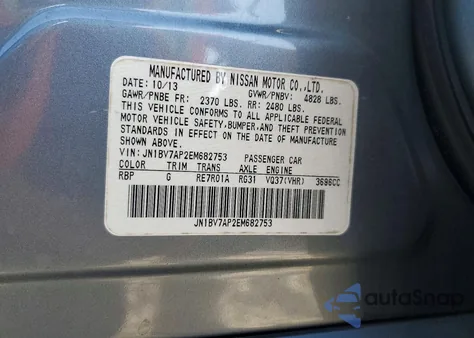 2014 Infiniti Q50 Premium z USA, uszkodzony, nr VIN JN1BV7AP2EM682753